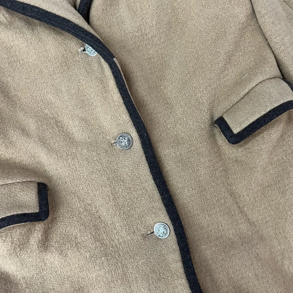 Vintage Loden Coat Mens 42 Beige Wool Lined‎ Single Breasted Overcoat Germany